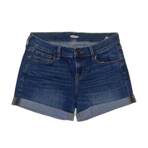 Old navy rinse relaxed fit mid-rise 3" inseam stretch denim jean shorts cuffed 2